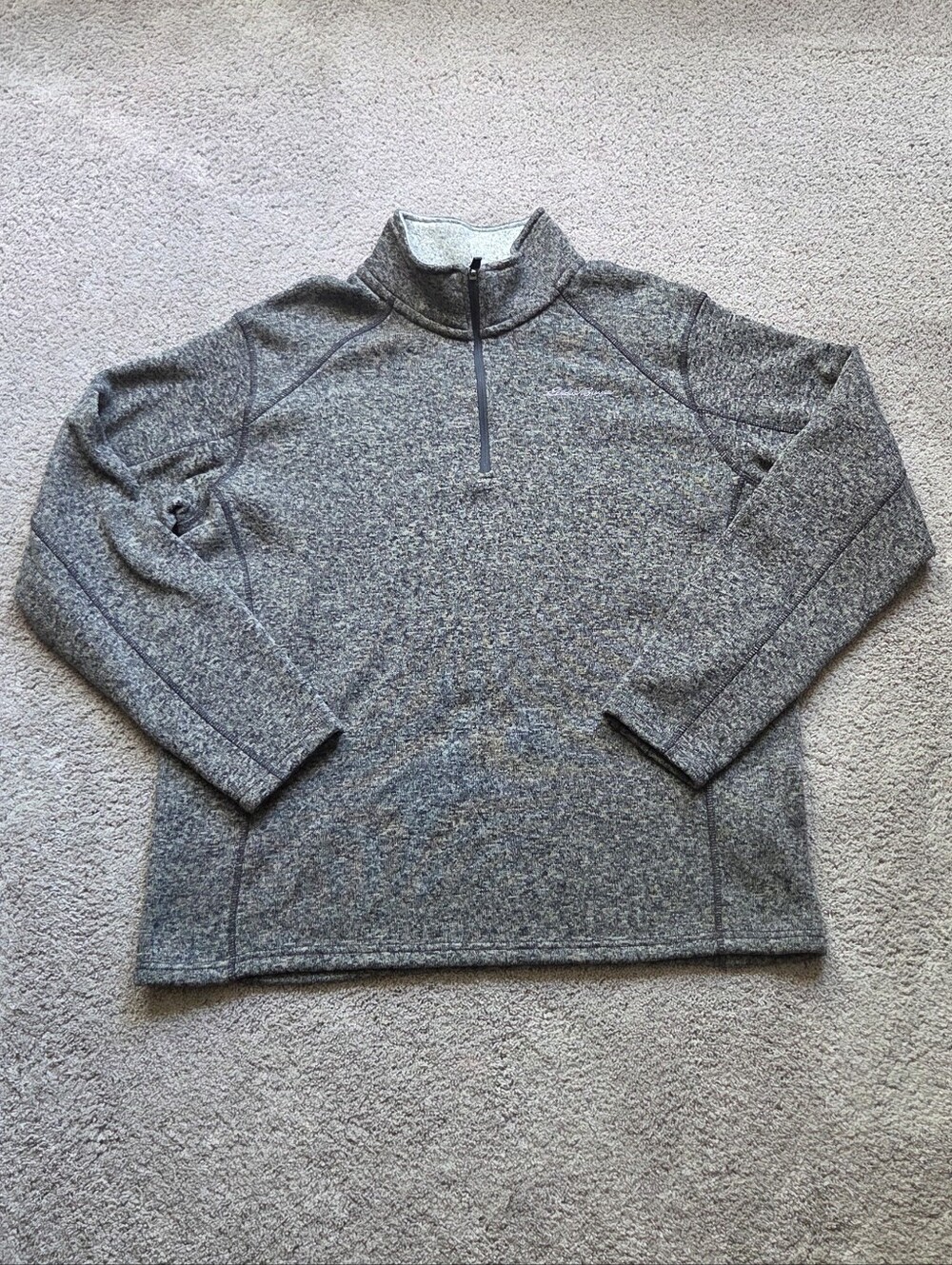 Eddie Bauer Men's Heather Gray Quarter Zip Fleece Pullover, Size XL Gorpcore